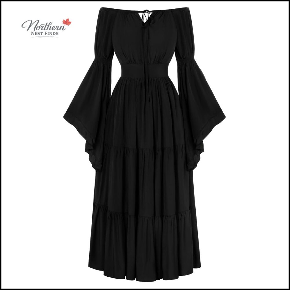 Renaissance Dress Off Shoulder Bell Sleeve Medieval Costume Long